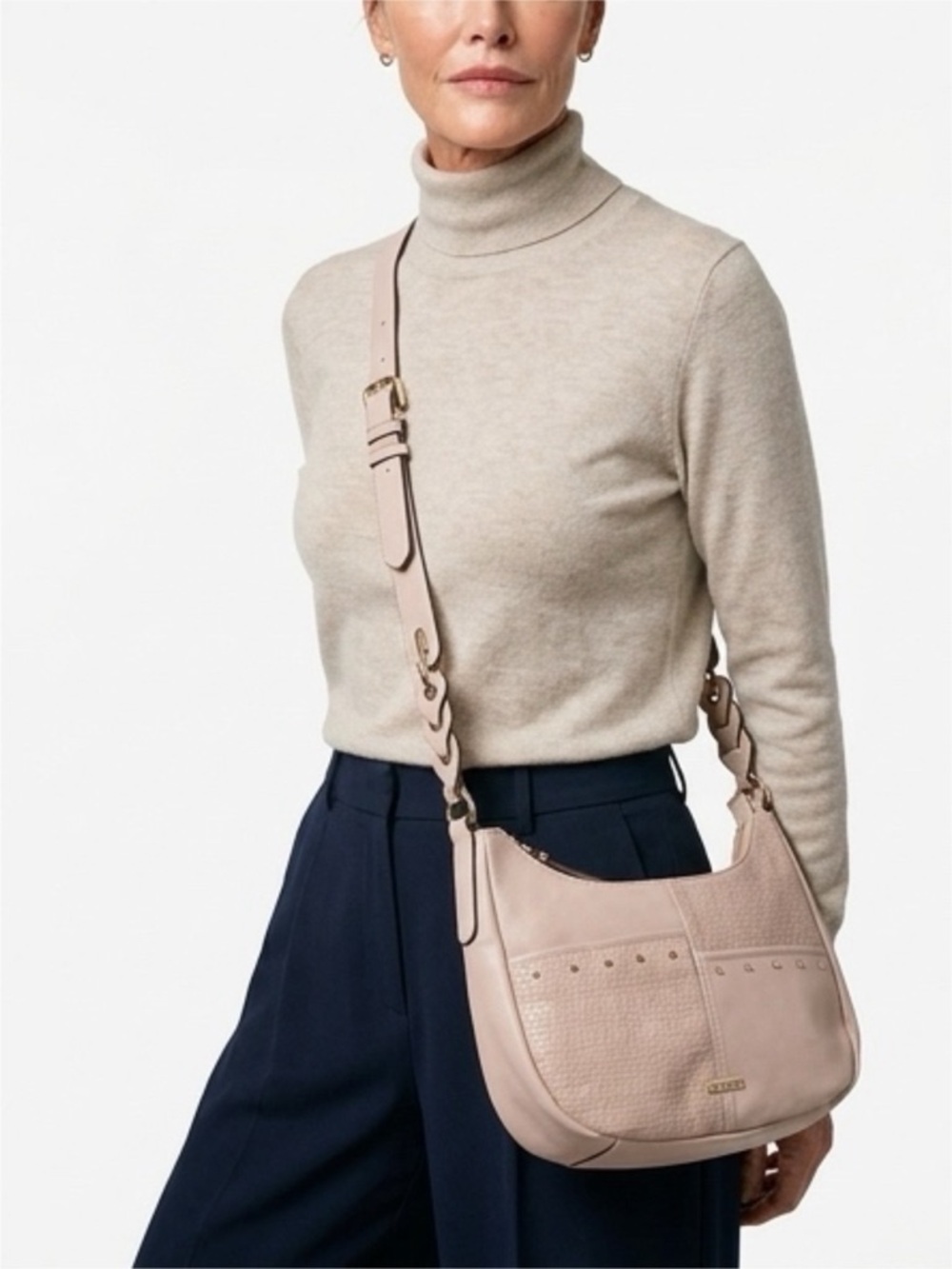 Rosetti Beige Hobo Bag Crossbody Gold Detail NWOT